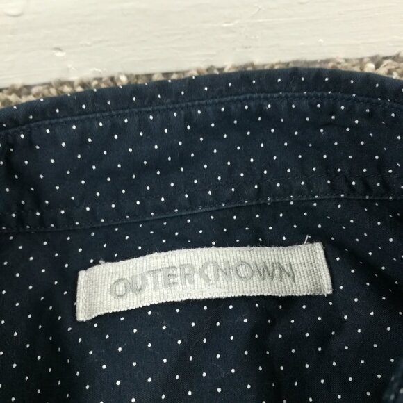 Outerknown Shirt Organic Cotton Polka Dot Navy Blue L/S Button Up Mens Small - Picture 3 of 9